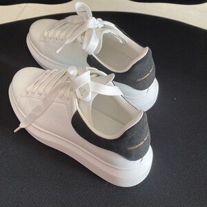 Alexander McQueen White Sneakers with Black Heel